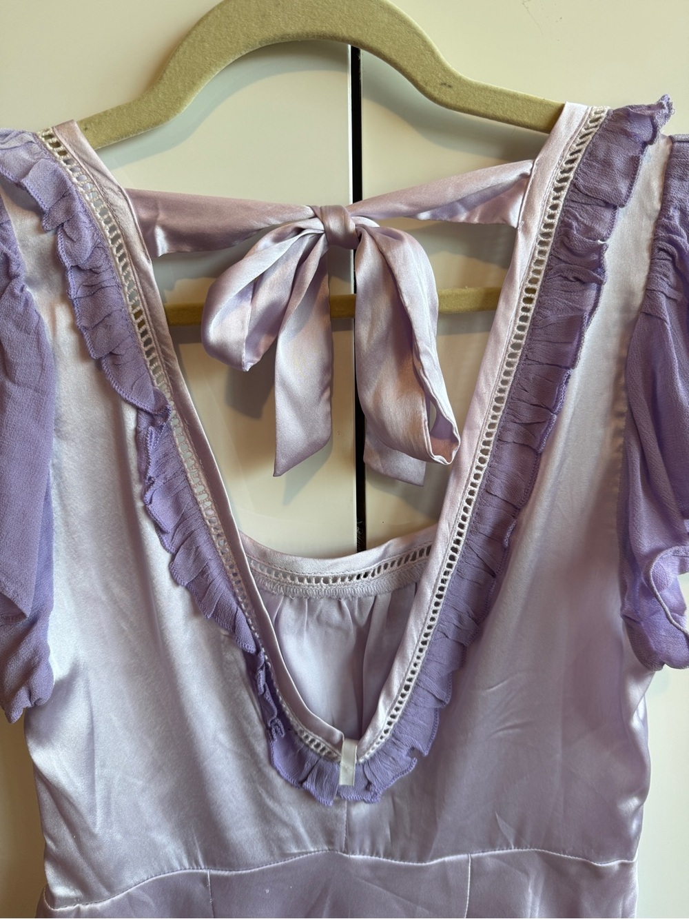 NWT Free People Violet Visions Slip Mini Dress Satin Purple Ruffle - Picture 11 of 16